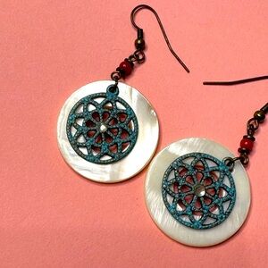 Vintage pearl and turquoise drop earrings